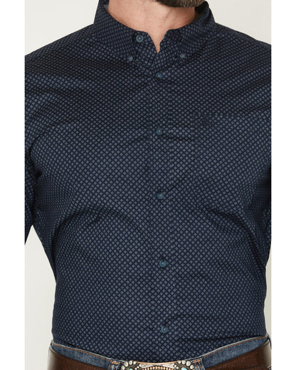 Cody James Men's Tripp Micro Geo Print Long Sleeve Button-Down Stretch