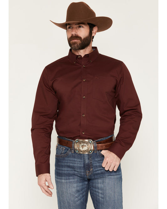 Cody James Men's Basic Solid Long Sleeve Button-Down Stretch Western S