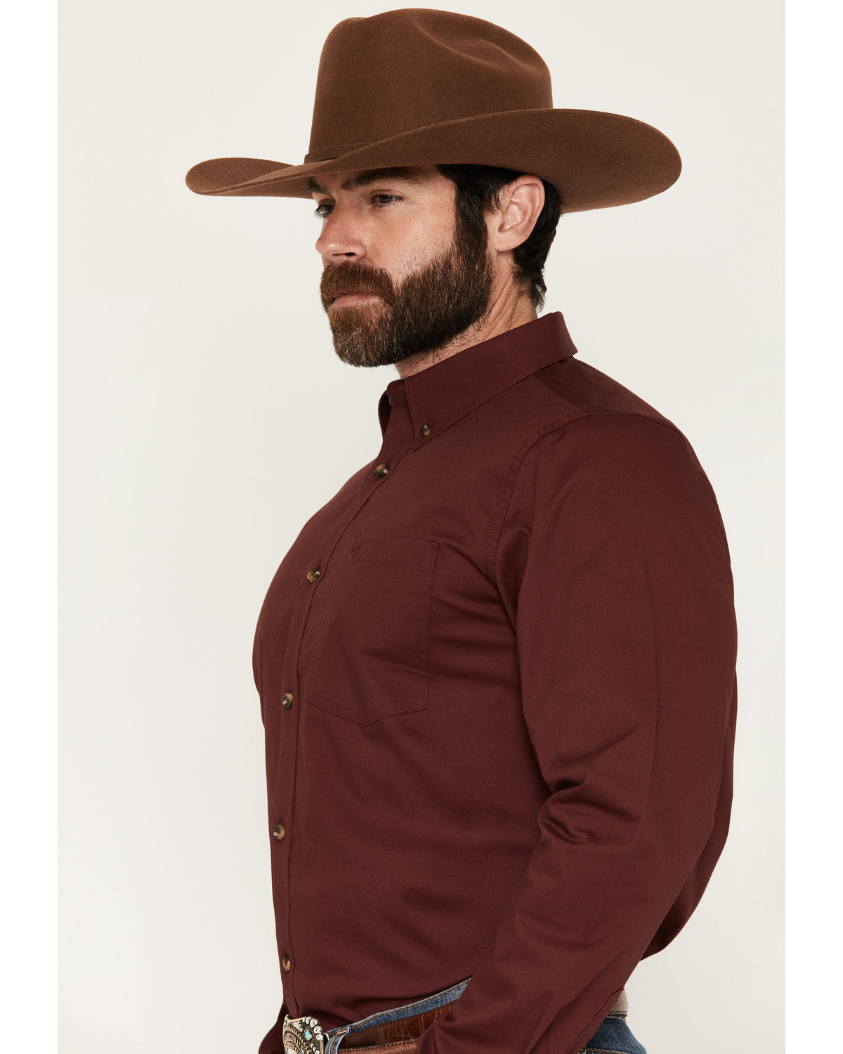 Cody James Men's Basic Solid Long Sleeve Button-Down Stretch Western S