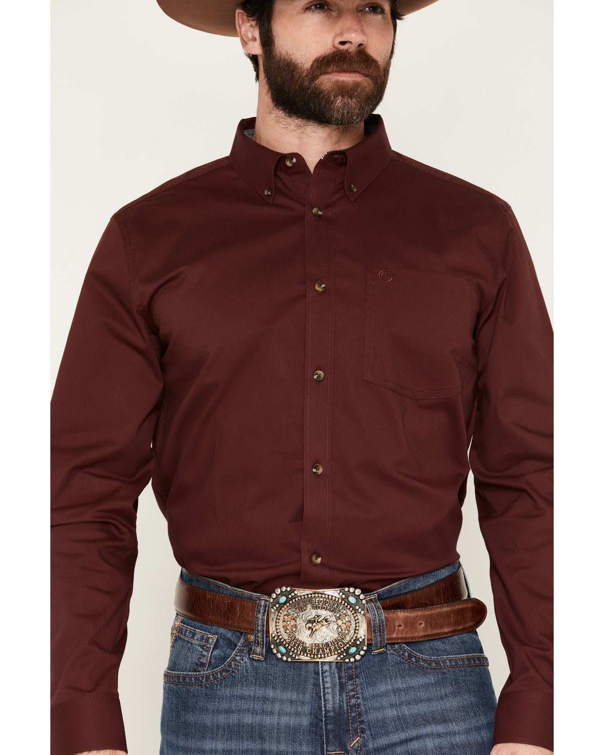 Cody James Men's Basic Solid Long Sleeve Button-Down Stretch Western S