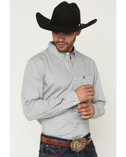 Cody James Men's Day Job Geo Print Long Sleeve Button-Down Stretch Wes