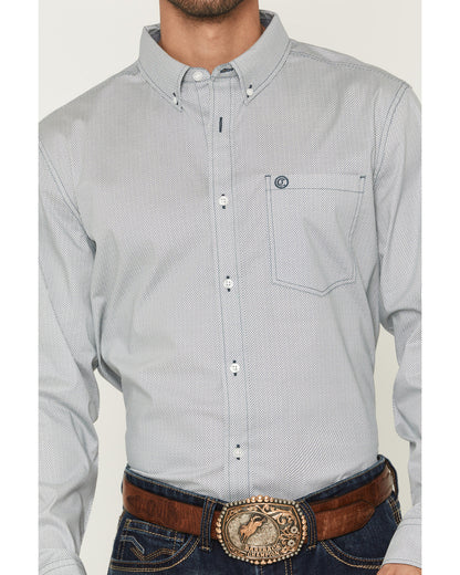 Cody James Men's Day Job Geo Print Long Sleeve Button-Down Stretch Wes