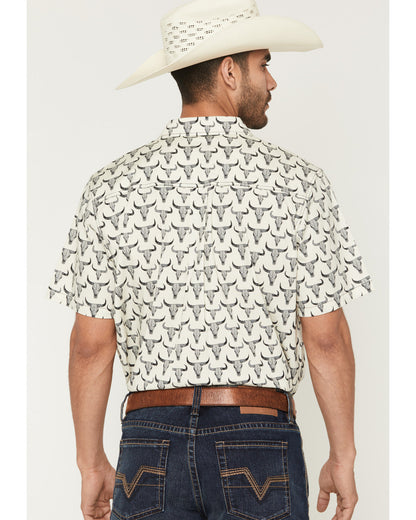Cody James Men's Toro Steer Head Print Short Sleeve Button-Down Stretc