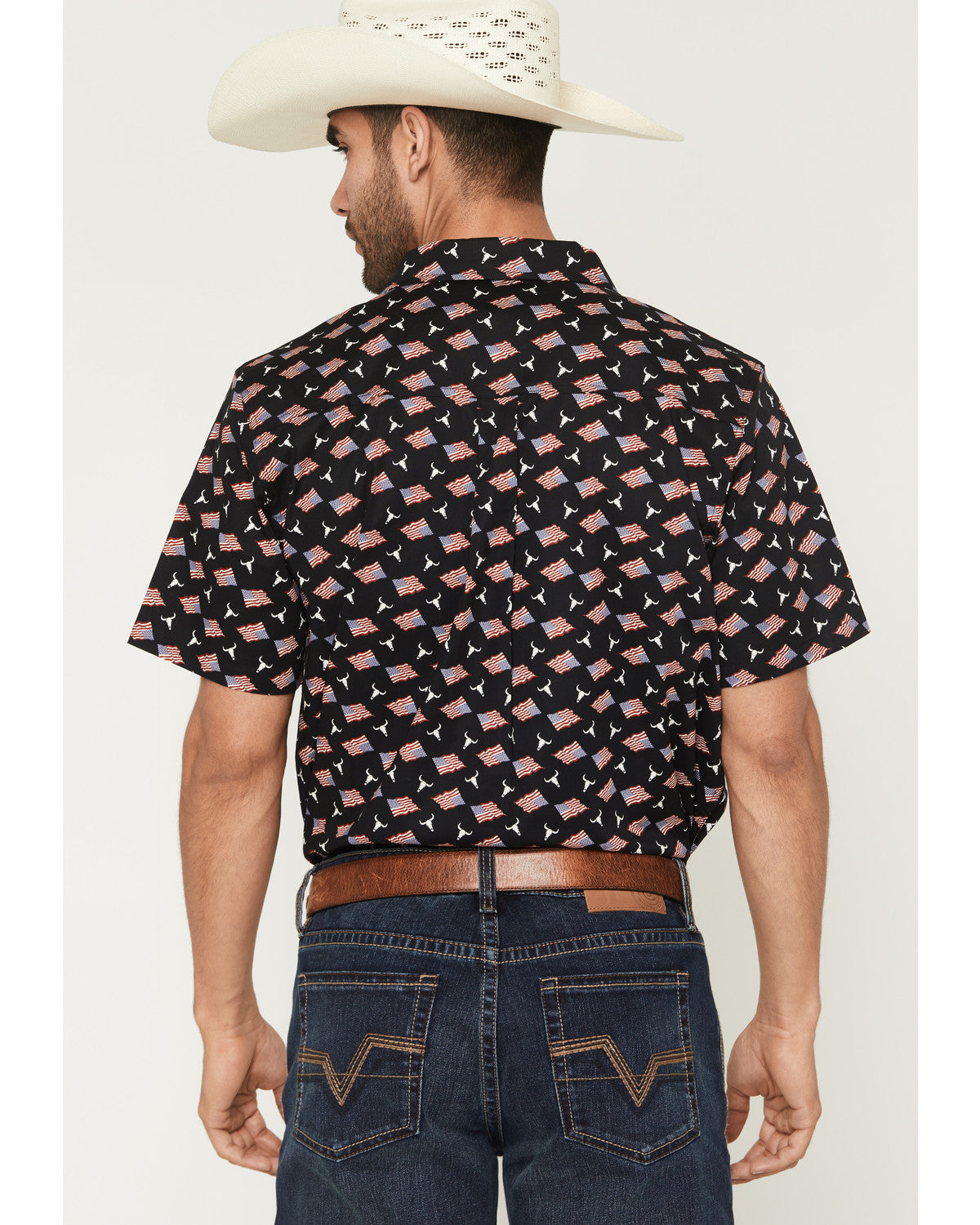 Cody James Men's Stars & Flags Short Sleeve Button-Down Stretch Wester