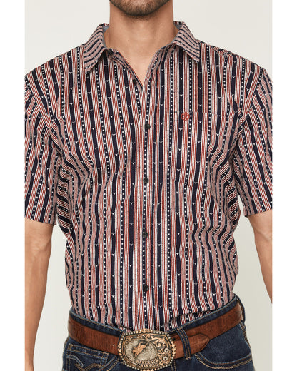 Cody James Men's Stripe Steerhead Short Sleeve Button-Down Stretch Wes