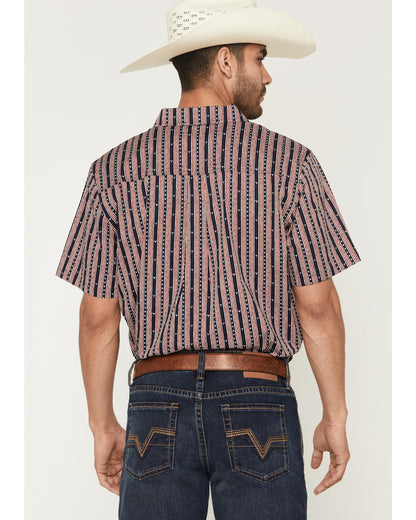 Cody James Men's Stripe Steerhead Short Sleeve Button-Down Stretch Wes