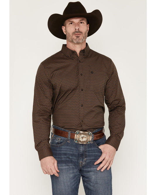 Cody James Men's Fast Forward Geo Print Long Sleeve Button-Down Stretc