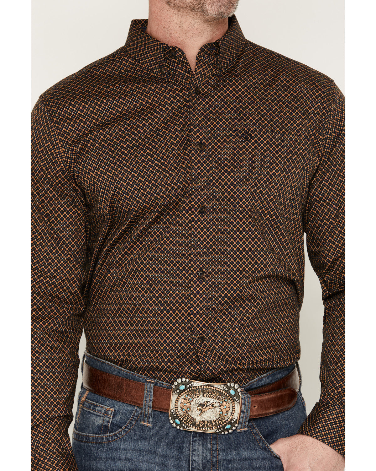 Cody James Men's Fast Forward Geo Print Long Sleeve Button-Down Stretc
