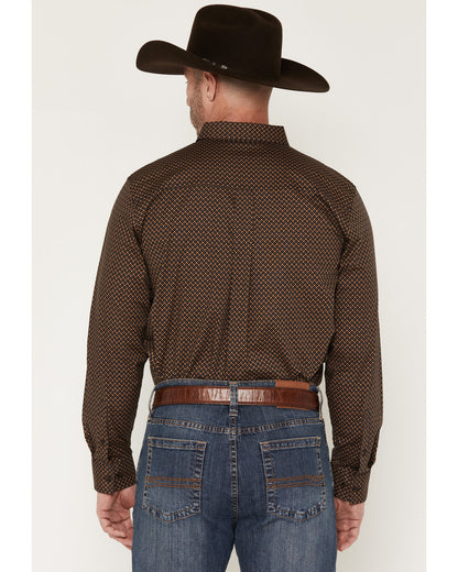 Cody James Men's Fast Forward Geo Print Long Sleeve Button-Down Stretc