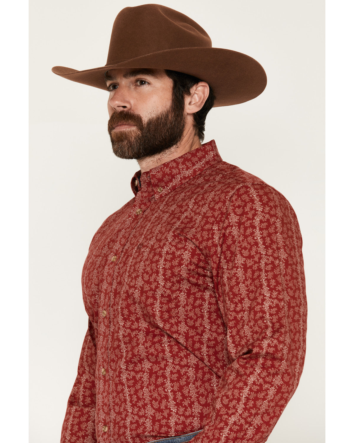 Cody James Men's Ol Hickory Floral Stripe Print Long Sleeve Button-Dow