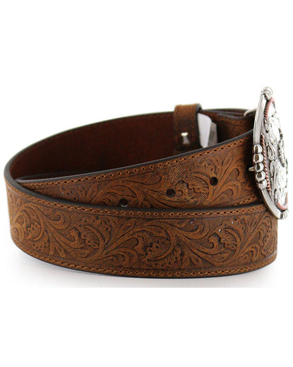 Cody James Men's Bronc Buckle Tooled Leather Belt