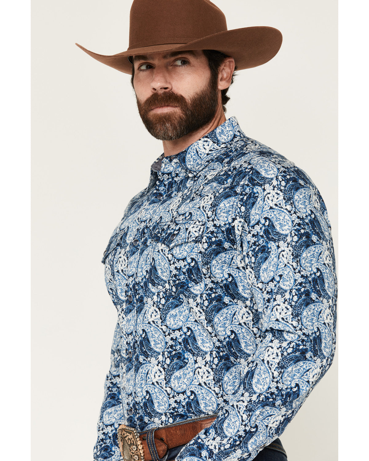 Cody James Men's Escape Route Paisley Print Long Sleeve Snap Western S