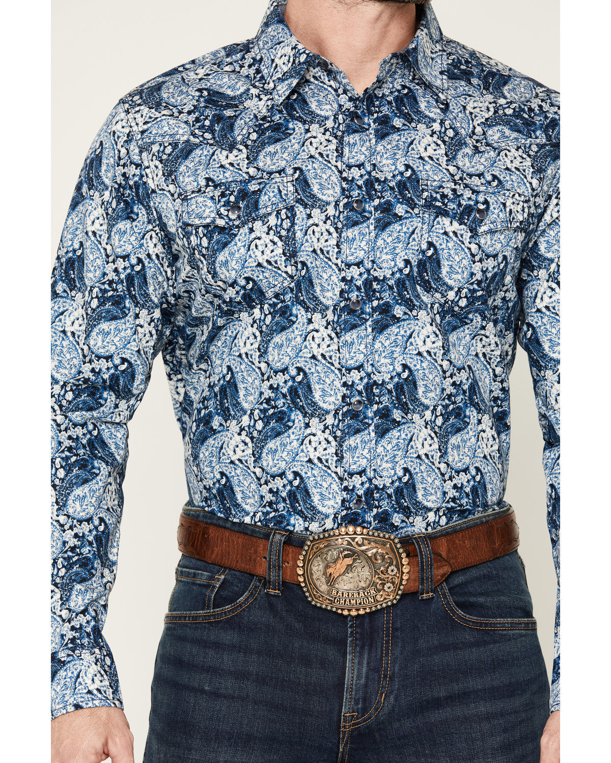 Cody James Men's Escape Route Paisley Print Long Sleeve Snap Western S