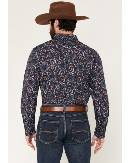 Cody James Men's Muddy Medallion Print Long Sleeve Snap Western Shirt