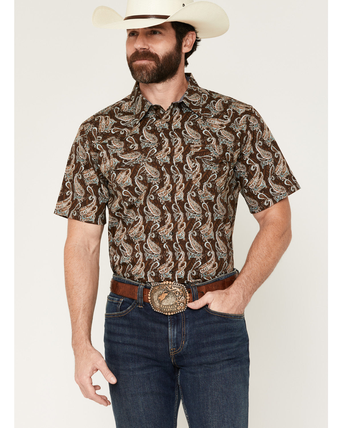 Cody James Men's Easy Livin' Paisley Print Short Sleeve Snap Western S