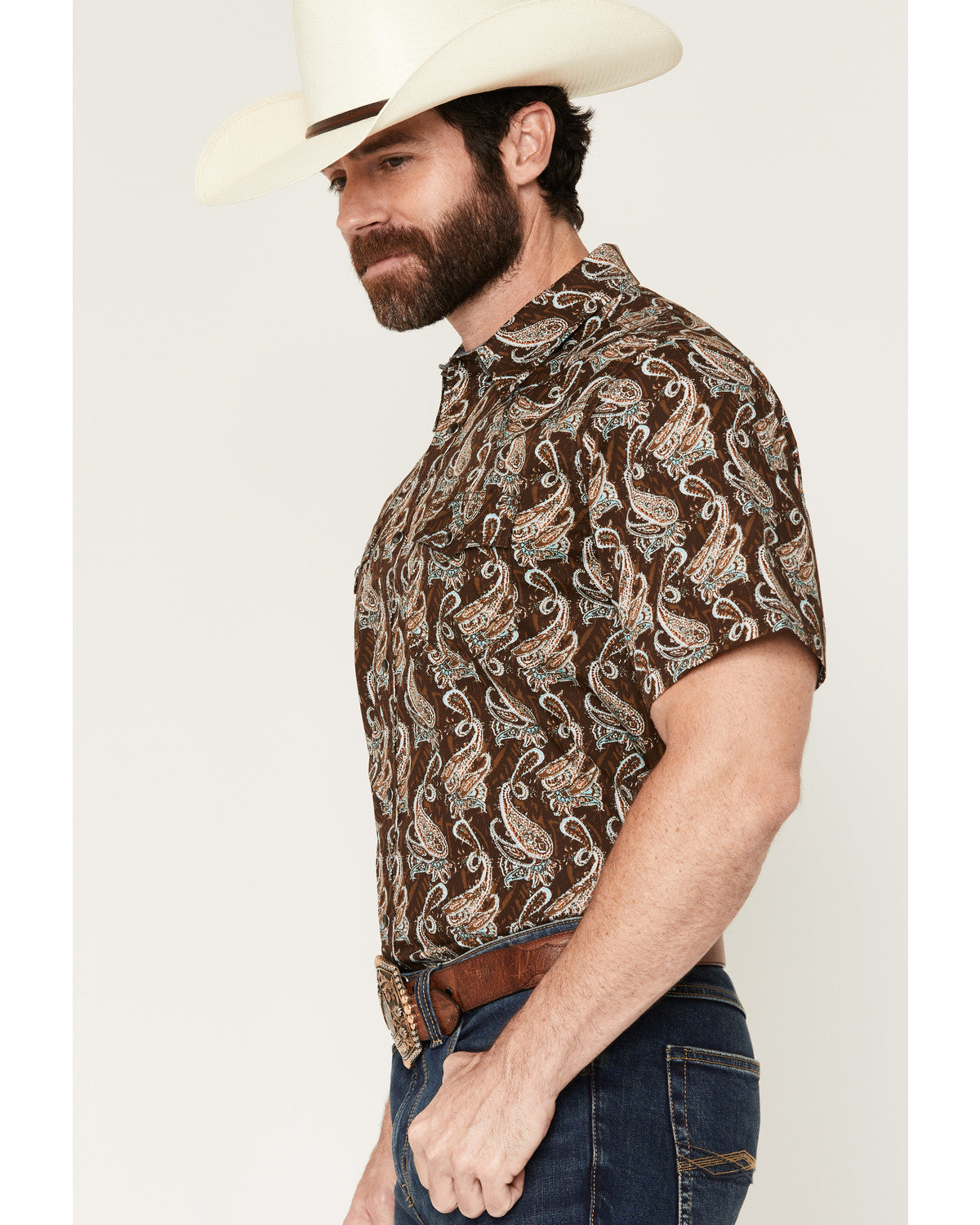 Cody James Men's Easy Livin' Paisley Print Short Sleeve Snap Western S