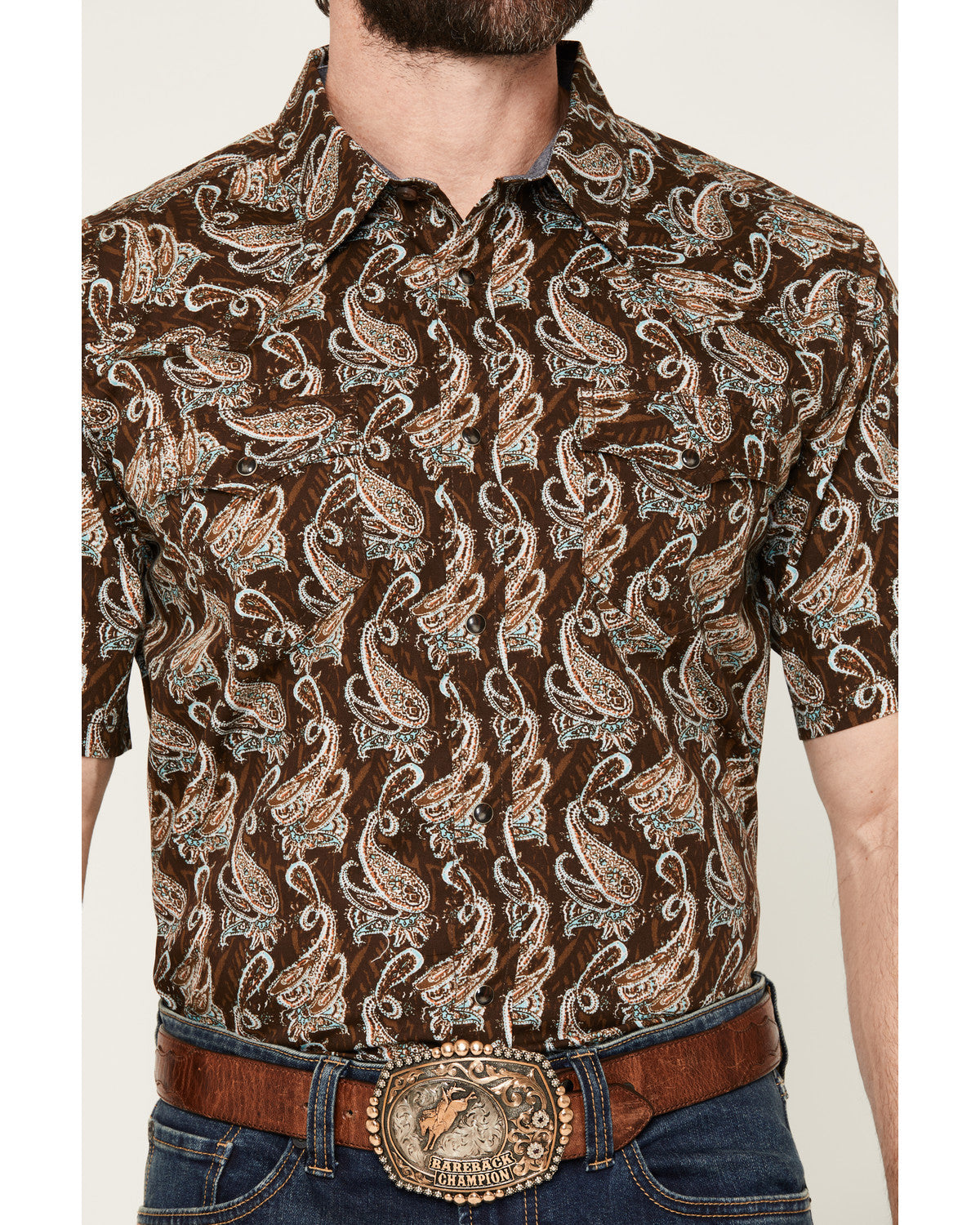 Cody James Men's Easy Livin' Paisley Print Short Sleeve Snap Western S