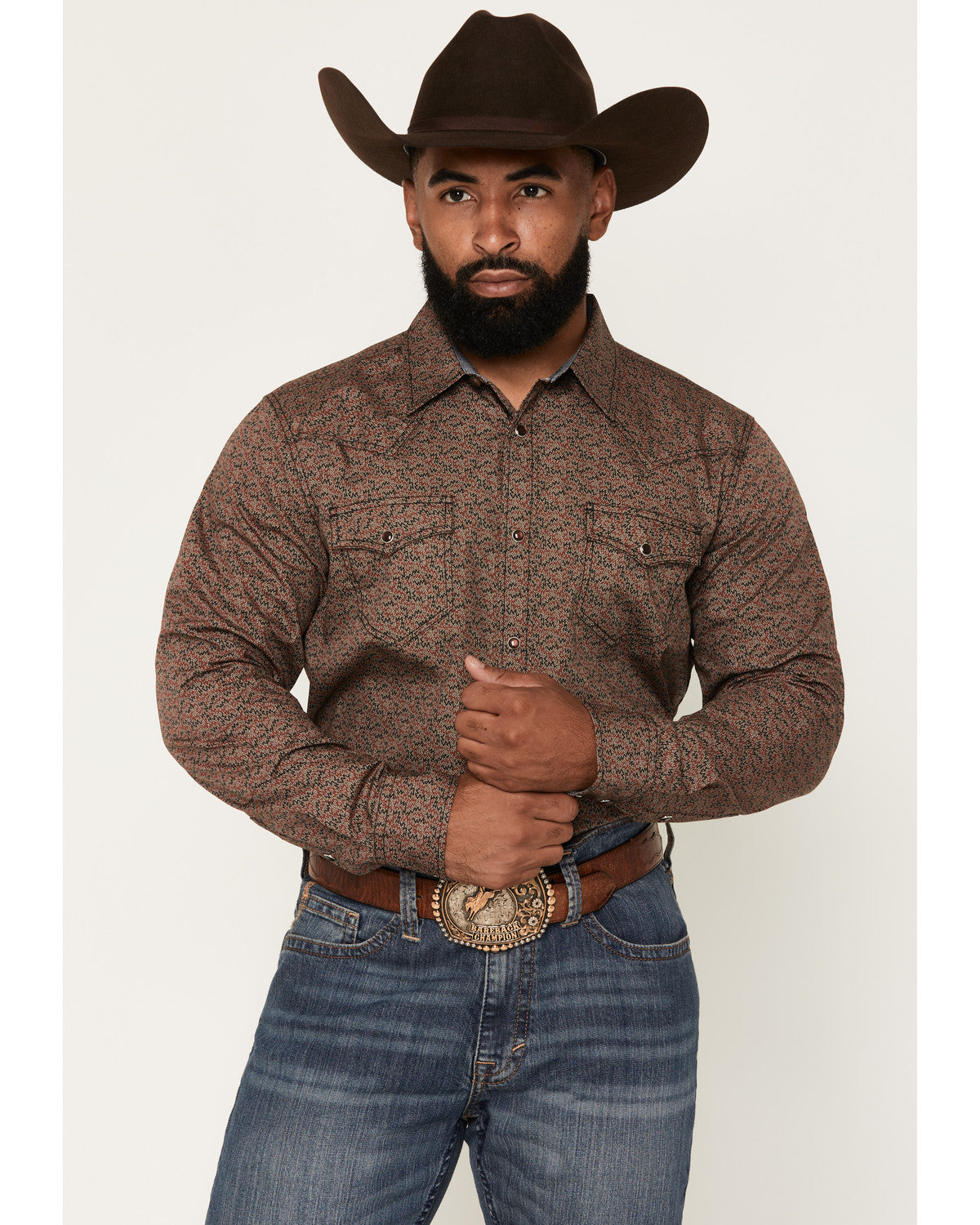 Cody James Men's Fireball Geo Print Long Sleeve Snap Western Shirt