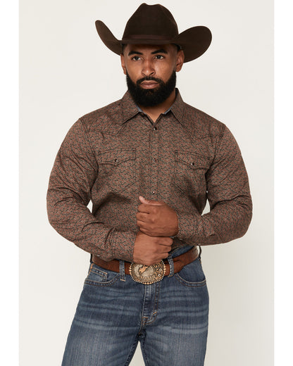Cody James Men's Fireball Geo Print Long Sleeve Snap Western Shirt