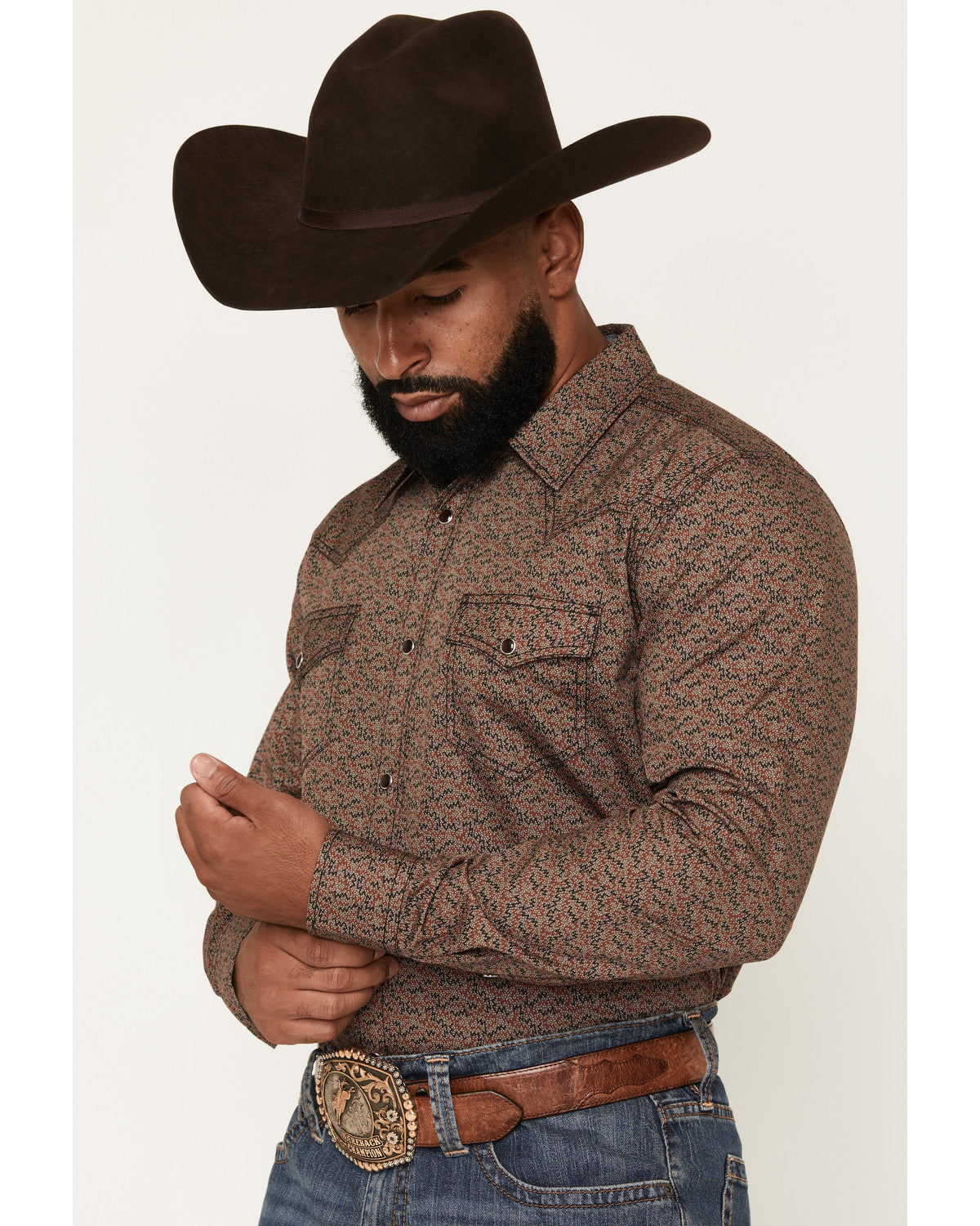 Cody James Men's Fireball Geo Print Long Sleeve Snap Western Shirt