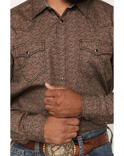 Cody James Men's Fireball Geo Print Long Sleeve Snap Western Shirt