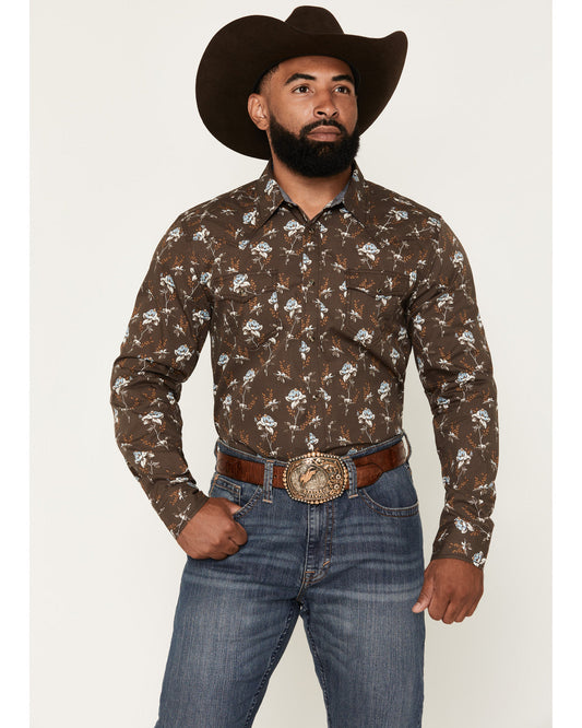 Cody James Men's Night Cap Floral Print Long Sleeve Snap Western Shirt