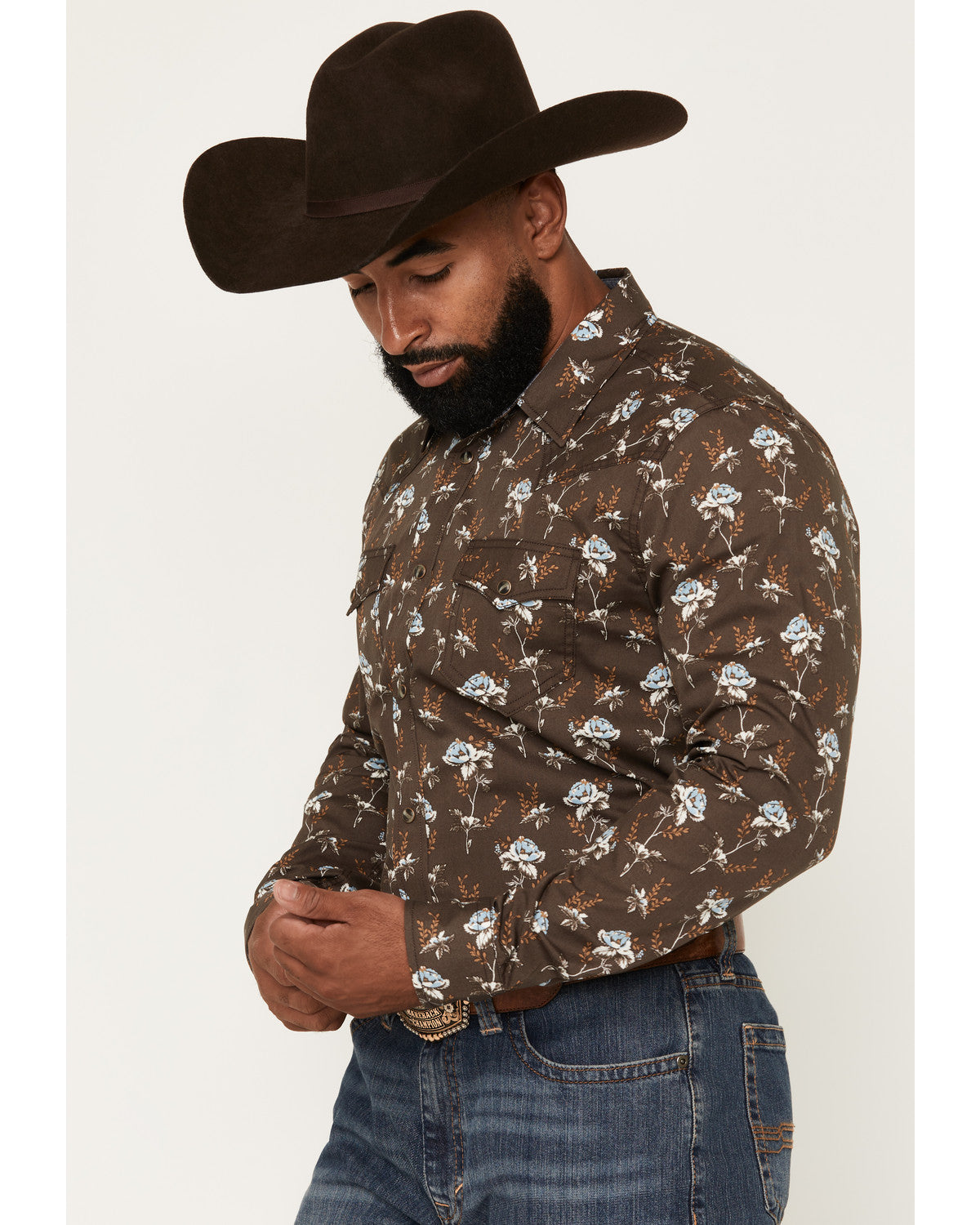 Cody James Men's Night Cap Floral Print Long Sleeve Snap Western Shirt