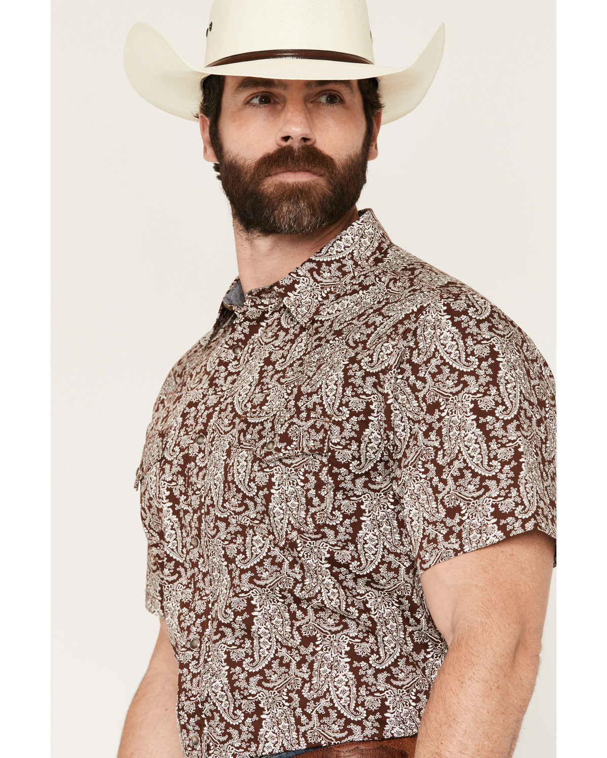 Cody James Men's Rusted Gate Paisley Print Short Sleeve Snap Western S