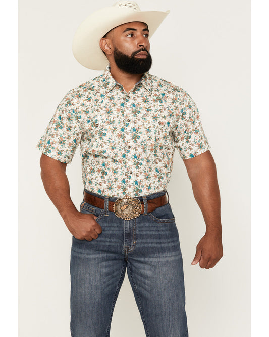 Cody James Men's Blossom Floral Print Short Sleeve Snap Western Shirt