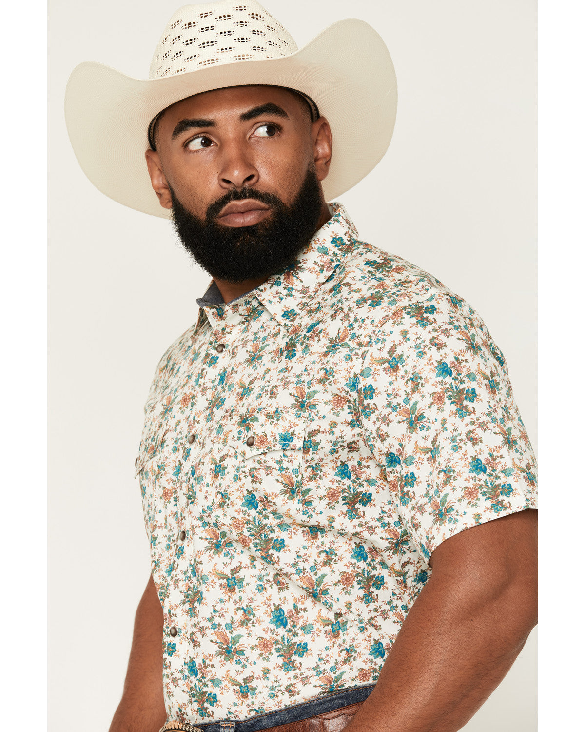 Cody James Men's Blossom Floral Print Short Sleeve Snap Western Shirt