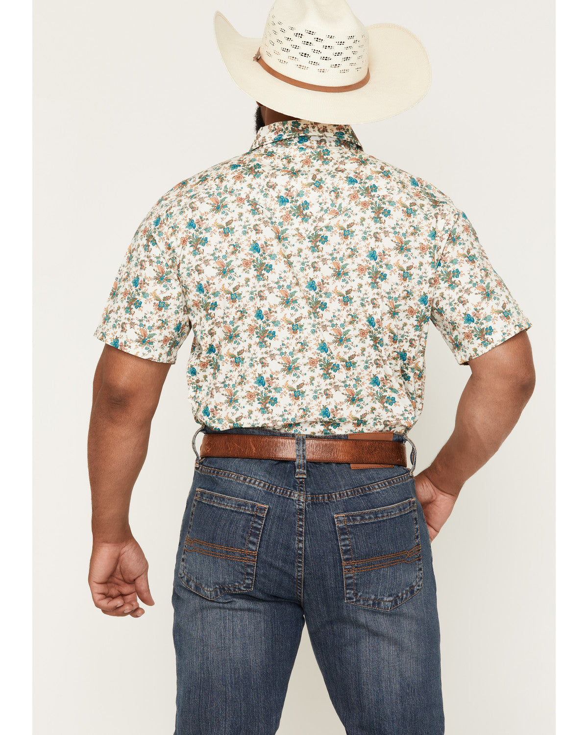 Cody James Men's Blossom Floral Print Short Sleeve Snap Western Shirt