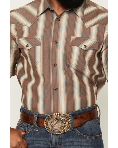 Cody James Men's Gopher Striped Print Short Sleeve Snap Western Shirt
