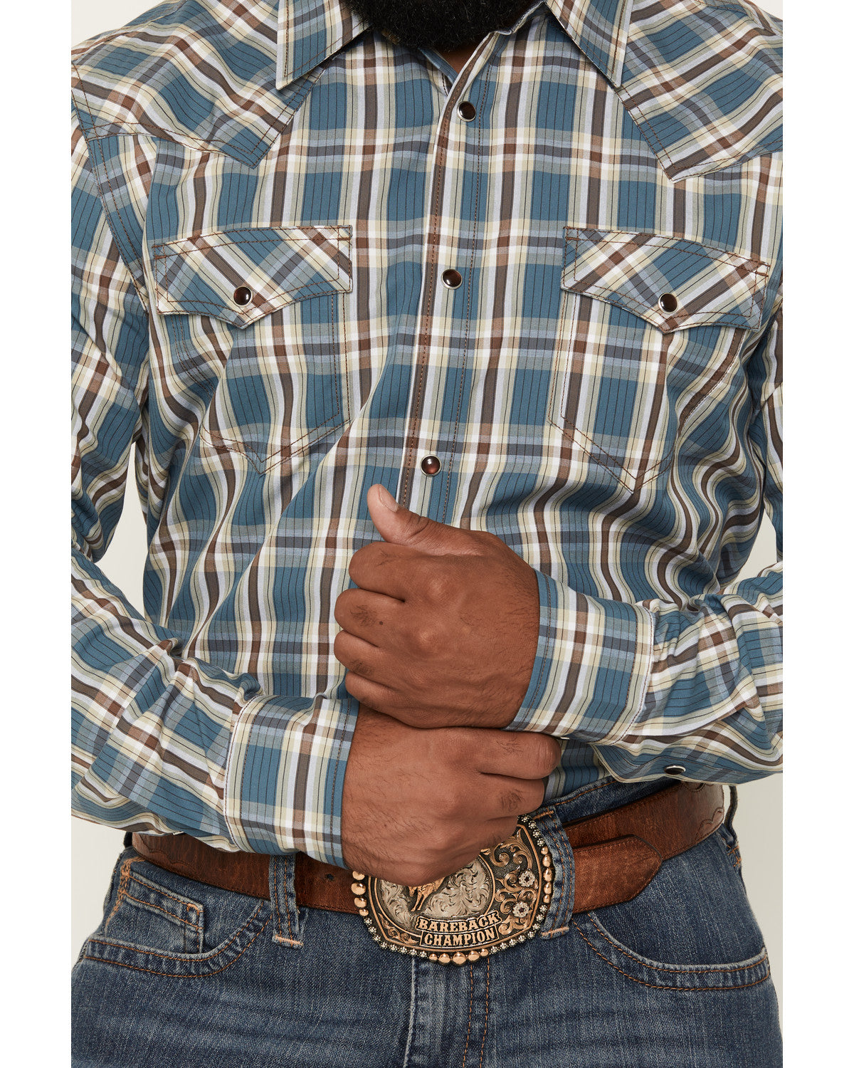Cody James Men's Niagara Falls Plaid Print Long Sleeve Snap Western Sh