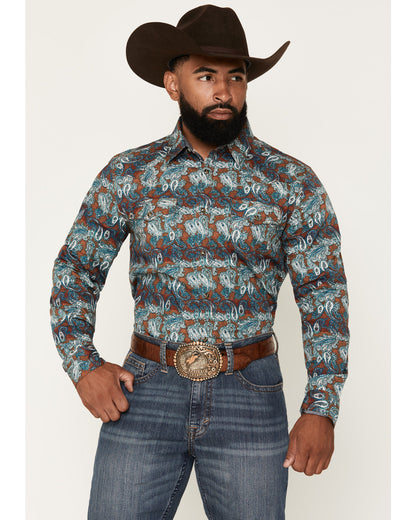 Cody James Men's Gilbert Paisley Print Long Sleeve Snap Western Shirt