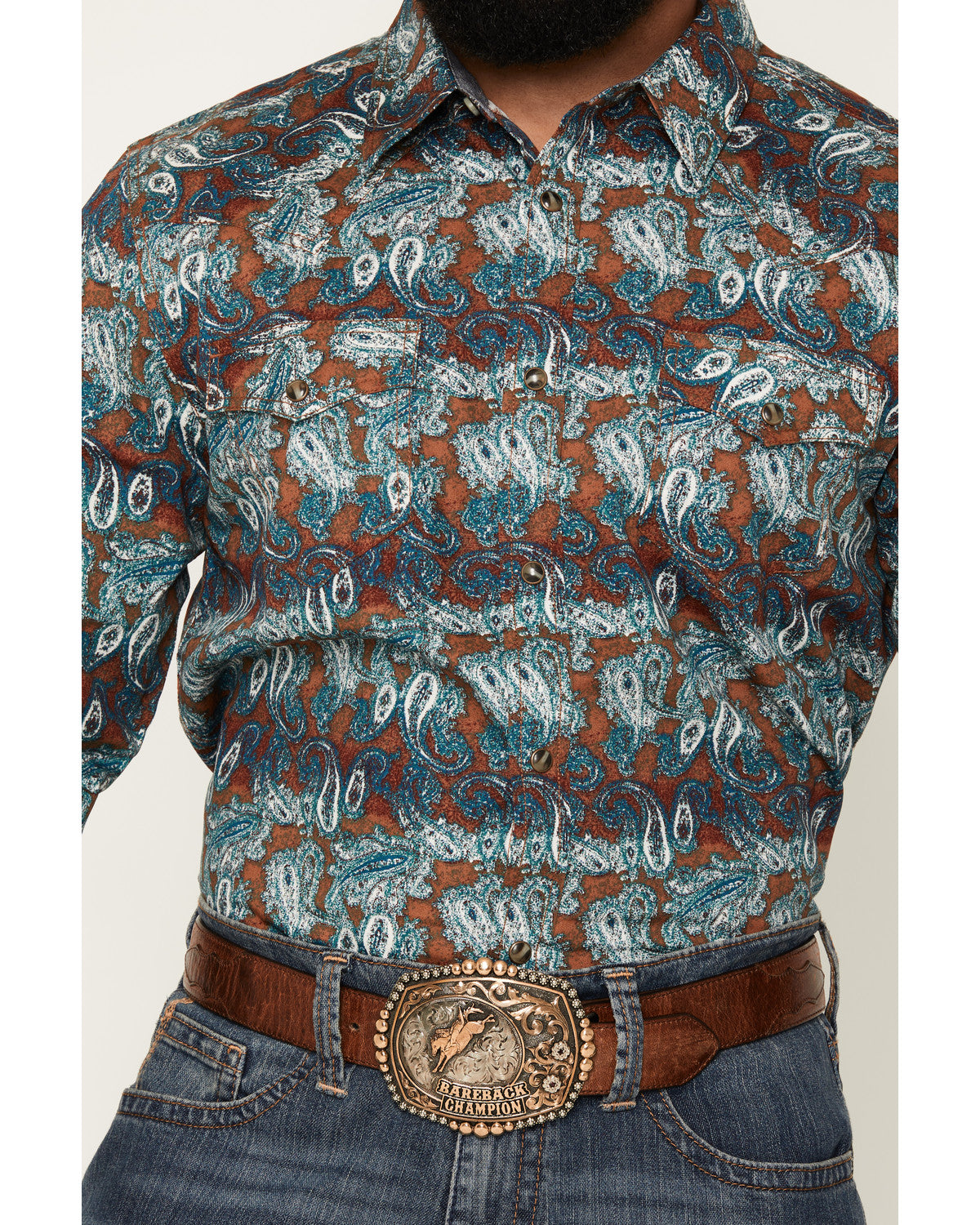 Cody James Men's Gilbert Paisley Print Long Sleeve Snap Western Shirt