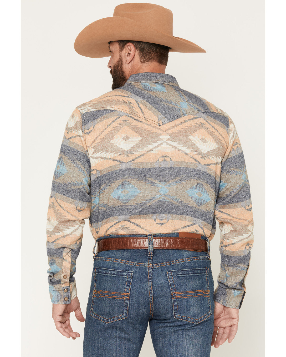 Cody James Men's Arrow Bear Southwestern Print Long Sleeve Snap Flanne