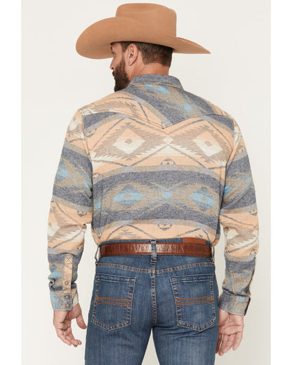 Cody James Men's Arrow Bear Southwestern Print Long Sleeve Snap Flanne