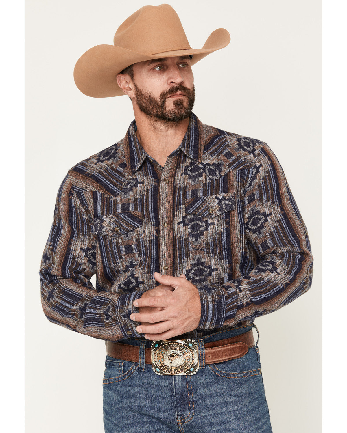Cody James Men's Outpost Southwestern Print Long Sleeve Snap Flannel S