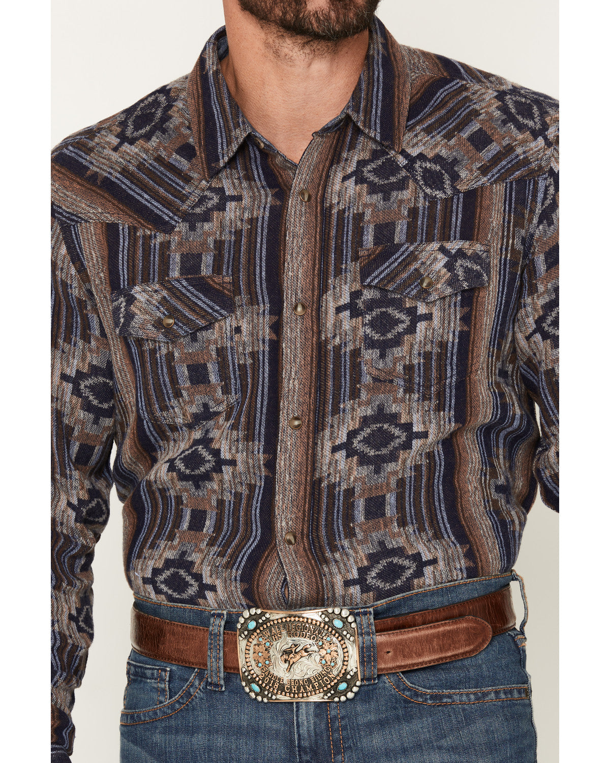 Cody James Men's Outpost Southwestern Print Long Sleeve Snap Flannel S