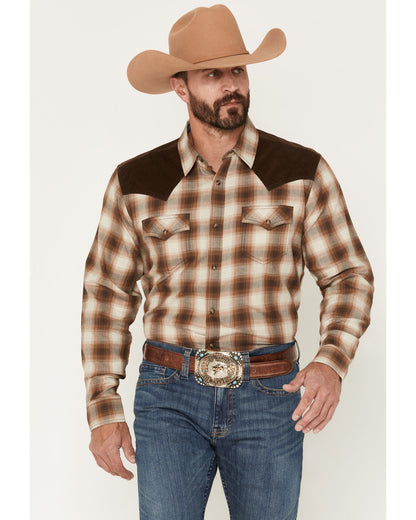 Cody James Men's Mad Plaid Print Corduroy Long Sleeve Snap Western Shi