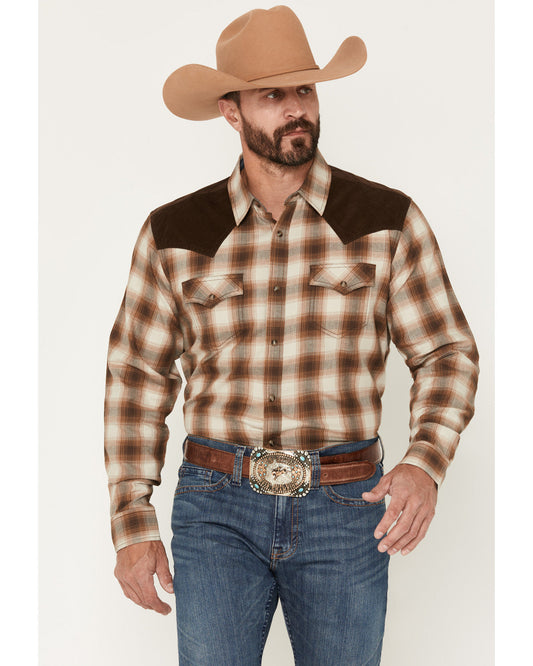 Cody James Men's Mad Plaid Print Corduroy Long Sleeve Snap Western Shi