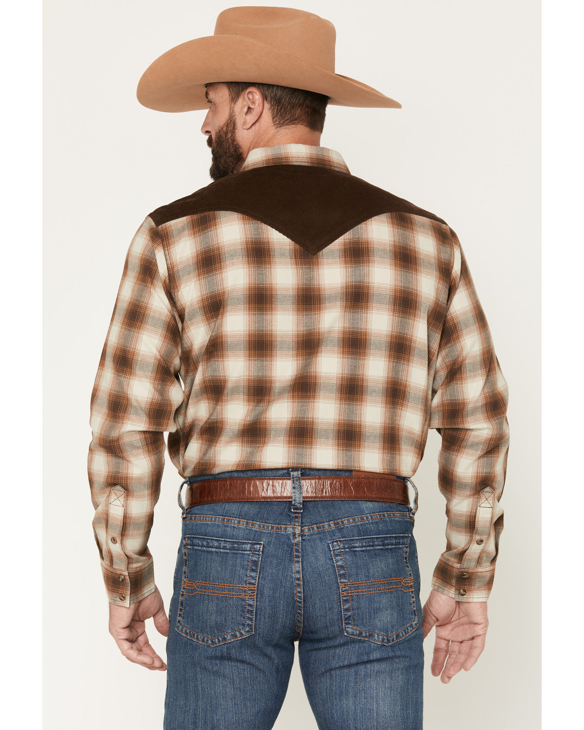 Cody James Men's Mad Plaid Print Corduroy Long Sleeve Snap Western Shi