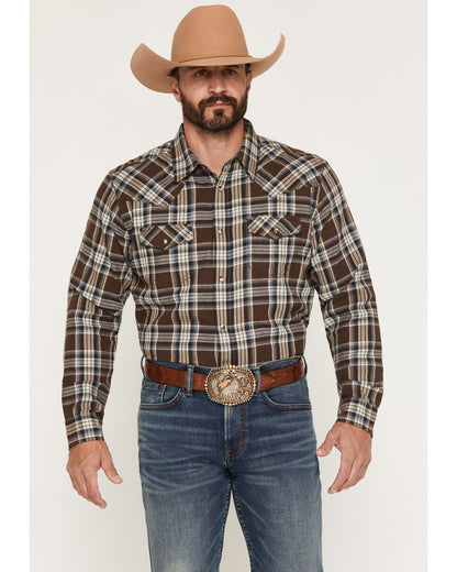 Cody James Men's Mud Pit Plaid Print Long Sleeve Snap Flannel Shirt
