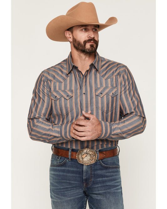 Cody James Men's Trigger Striped Print Long Sleeve Snap Western Shirt