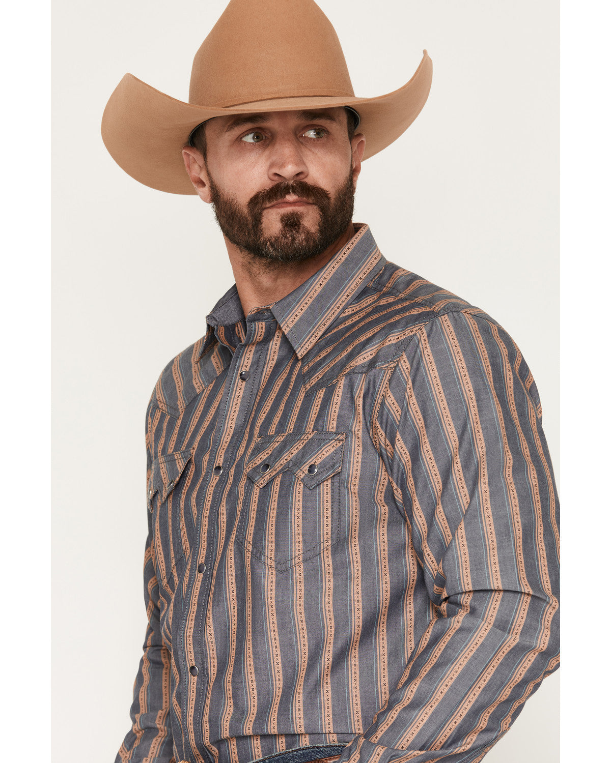 Cody James Men's Trigger Striped Print Long Sleeve Snap Western Shirt