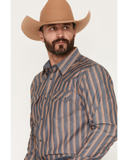 Cody James Men's Trigger Striped Print Long Sleeve Snap Western Shirt