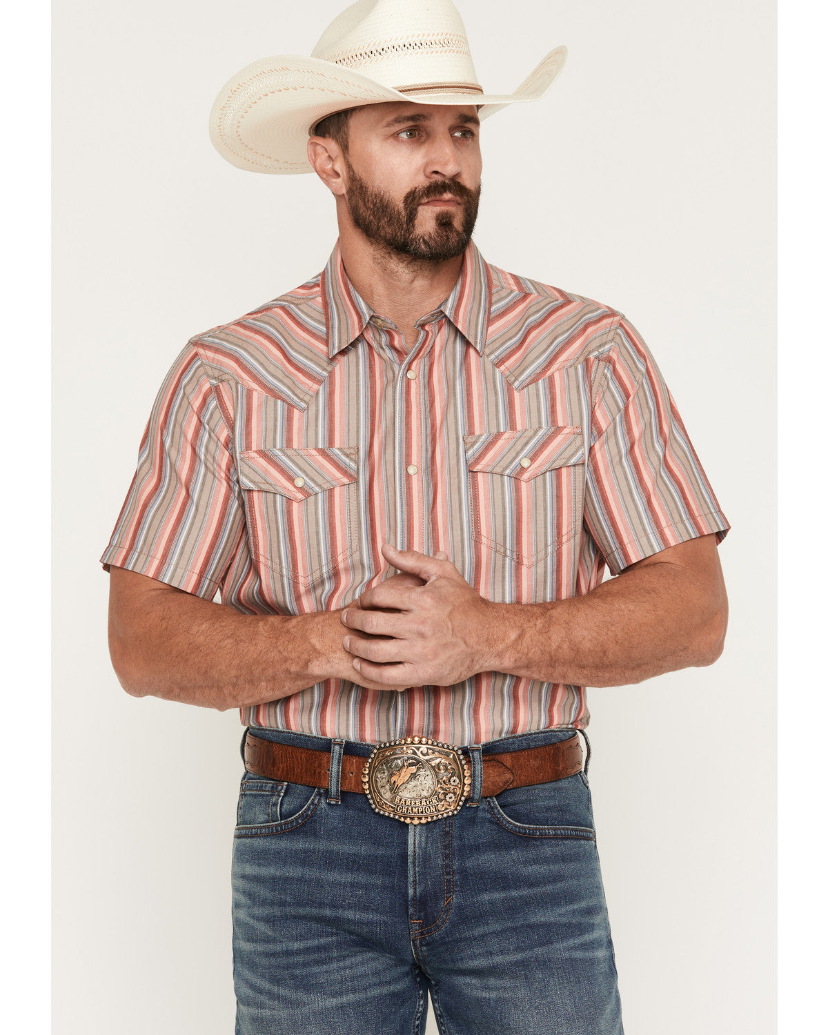 Cody James Men's Old Skool Striped Short Sleeve Snap Western Shirt