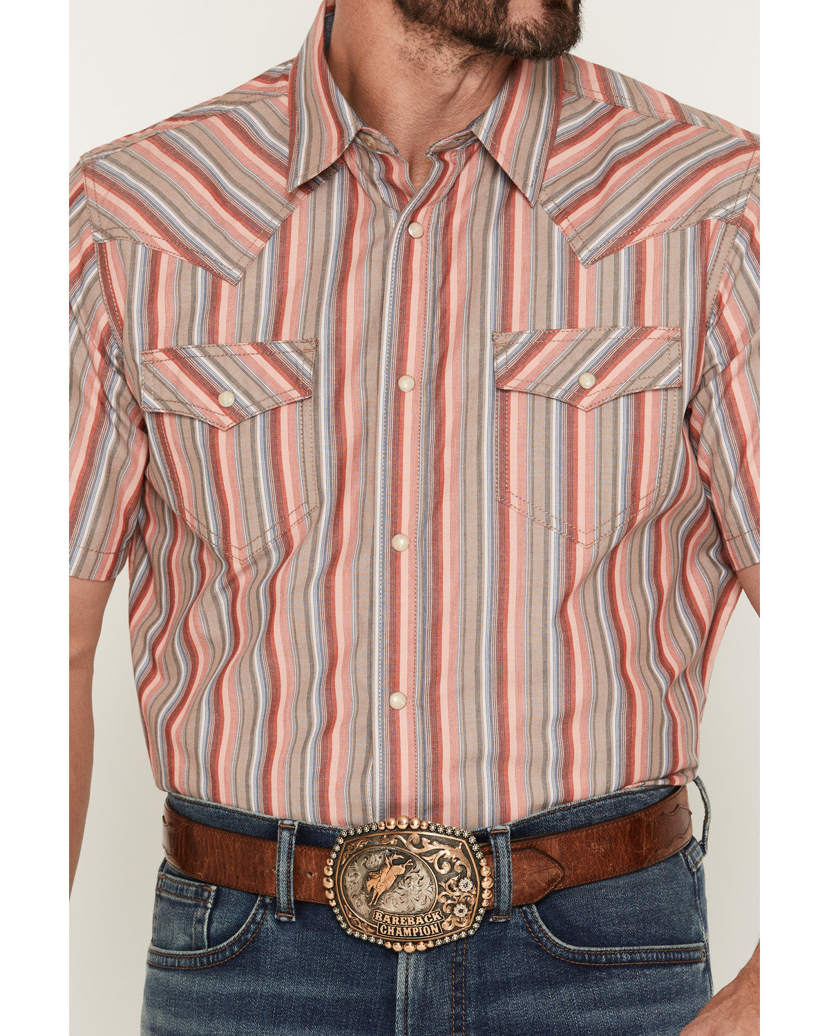 Cody James Men's Old Skool Striped Short Sleeve Snap Western Shirt