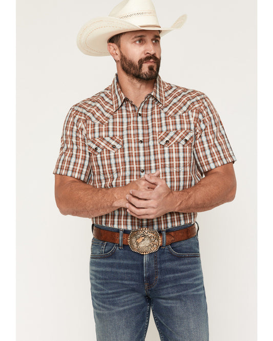 Cody James Men's Elmer Plaid Print Short Sleeve Snap Western Shirt