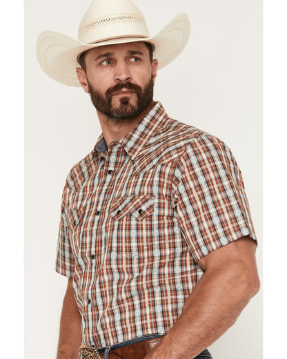 Cody James Men's Elmer Plaid Print Short Sleeve Snap Western Shirt
